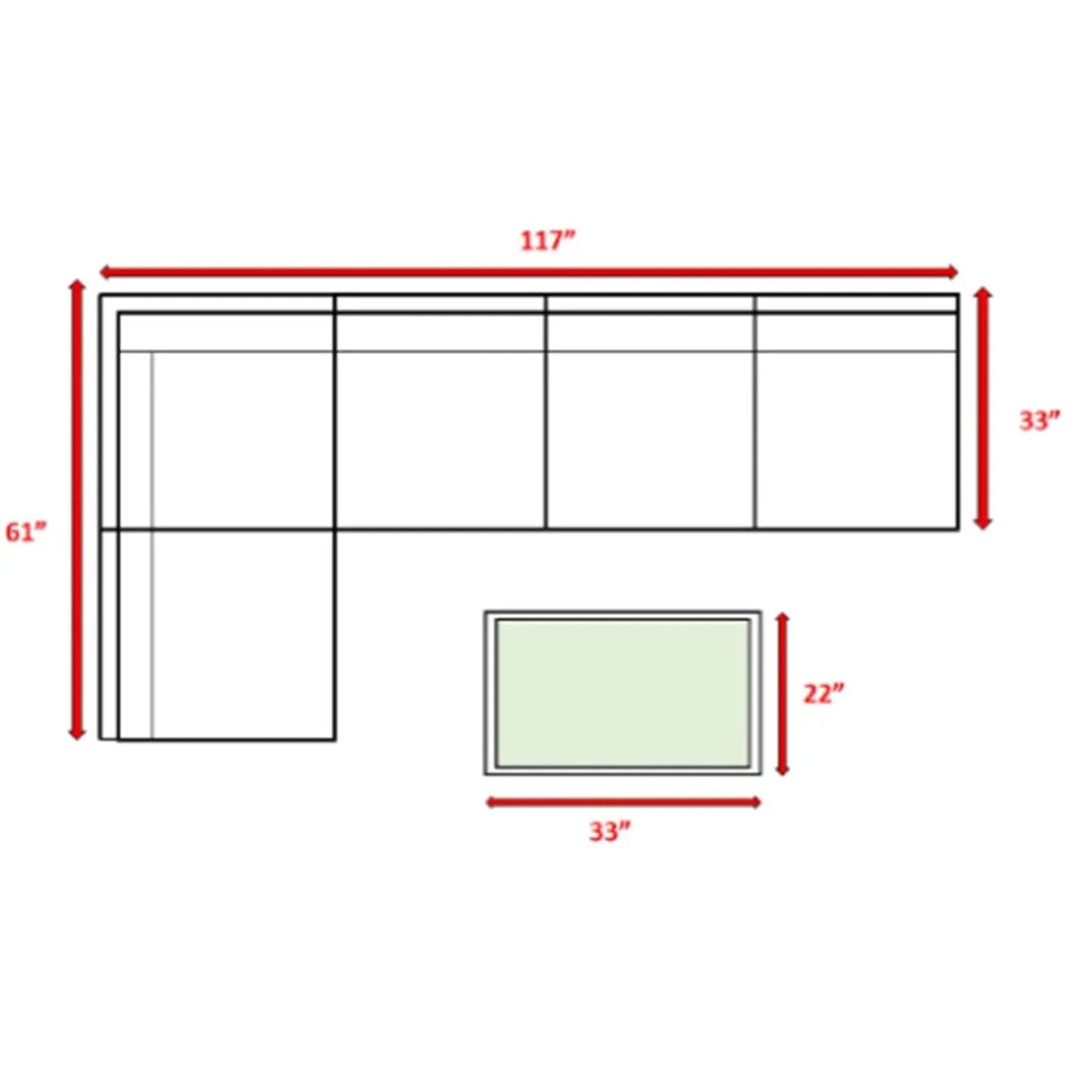 2-piece outdoor rattan sectional set with cushions by Unique Piece Furniture, 117in length on Tampa Home & Garden Store