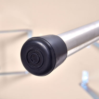 Grooming table wheel closeup on silver metal frame with black end cap on Tampa Home & Garden Store