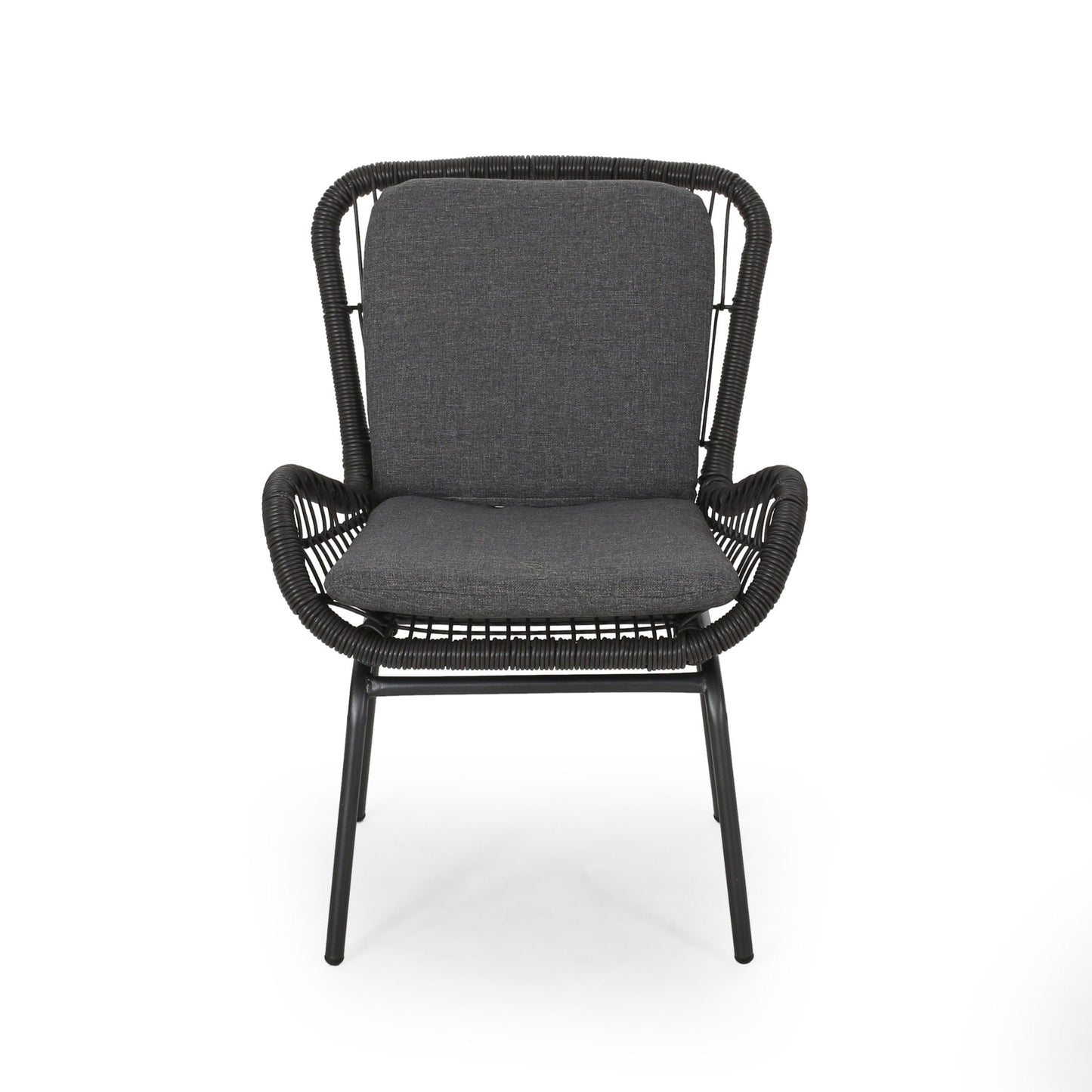 Outdoor wicker club chair with cushions dark gray by HouseOfZazla on Tampa Home & Garden Store