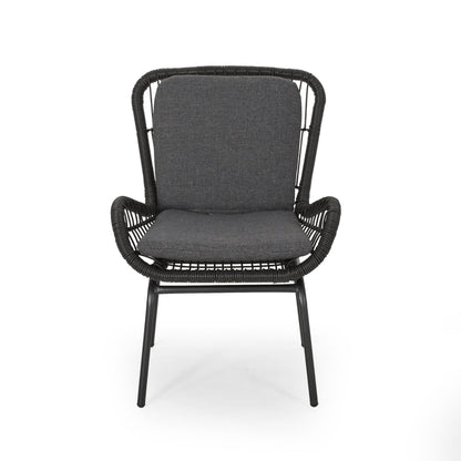 Outdoor wicker club chair with cushions dark gray by HouseOfZazla on Tampa Home & Garden Store