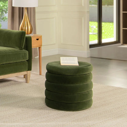 Fuji oversized round storage ottoman in green velvet by Unique Piece Furniture on Tampa Home & Garden Store