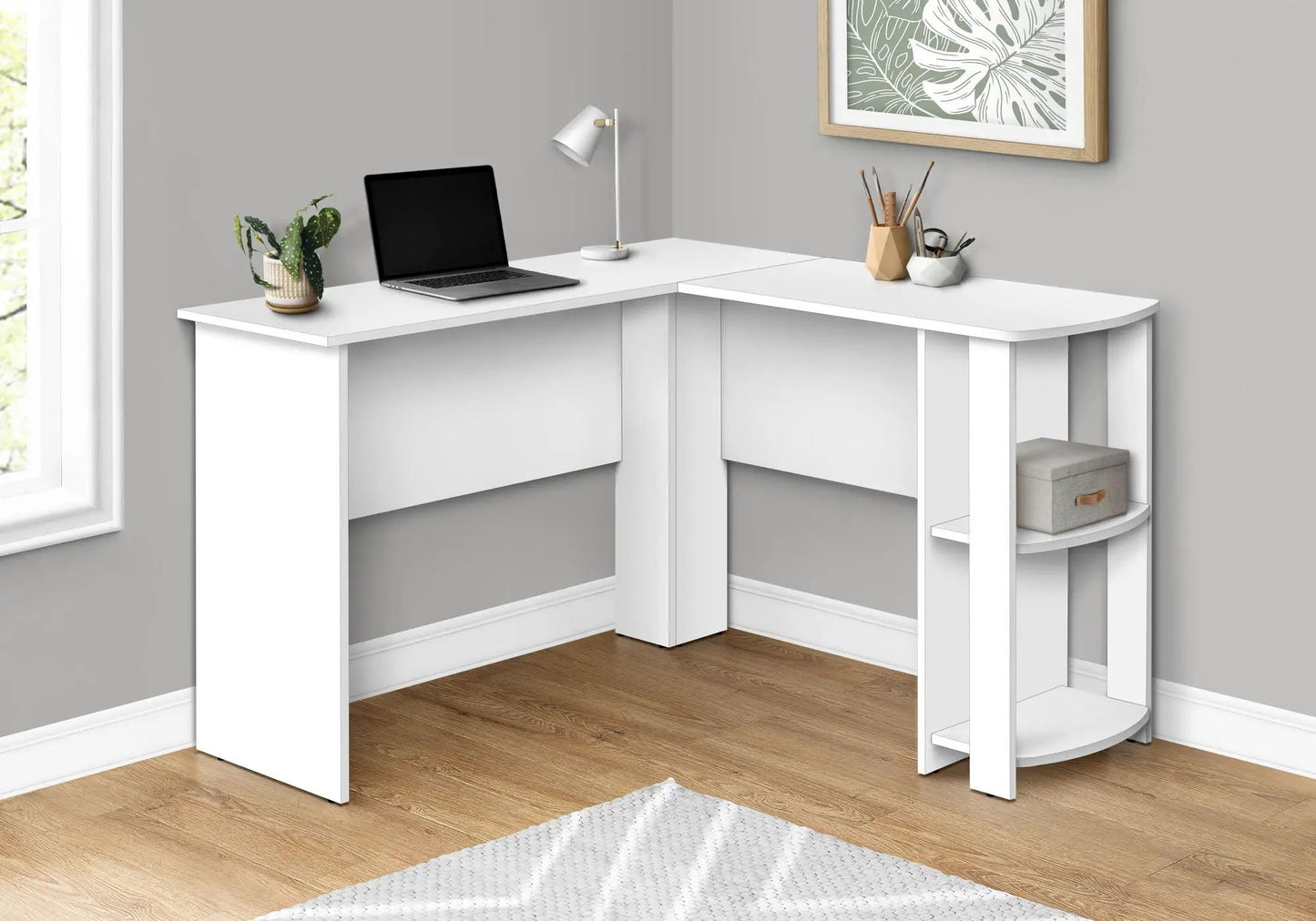 Corner desk white Lshape with storage shelves by Unique Piece Furniture on Tampa Home & Garden Store