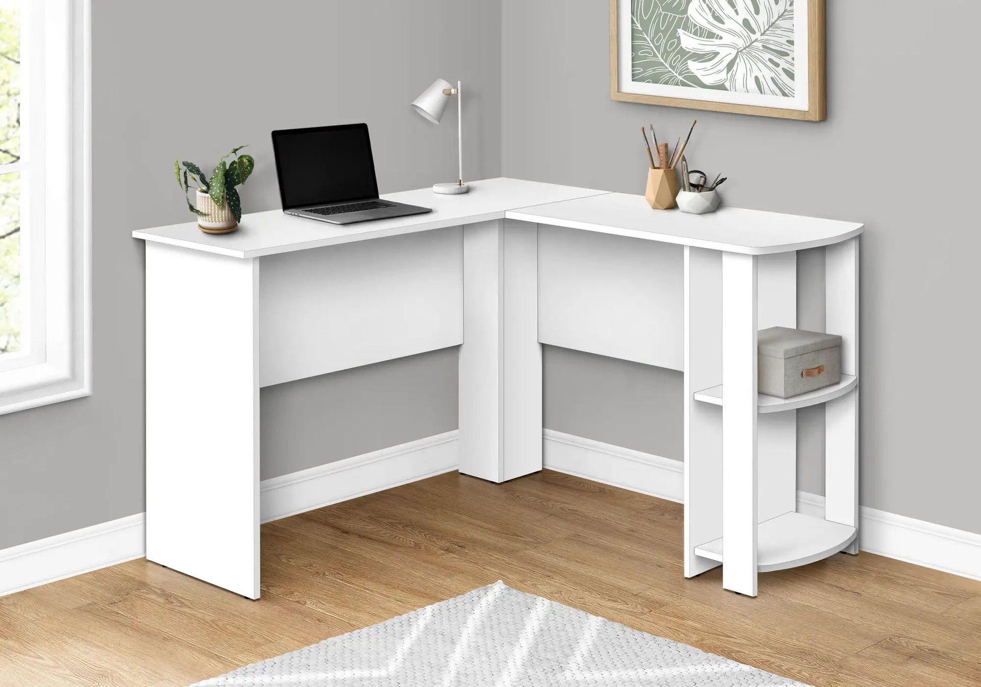 Corner desk white Lshape with storage shelves by Unique Piece Furniture on Tampa Home & Garden Store