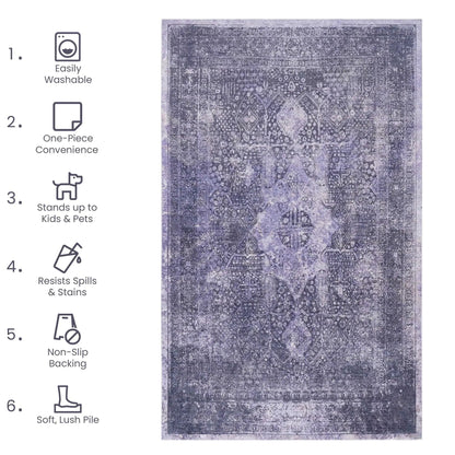 Maval Washable Area Rug and Everyday Durable