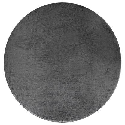 Handcrafted metal coffee table with textured detailing, round dark finish on Tampa Home & Garden Store