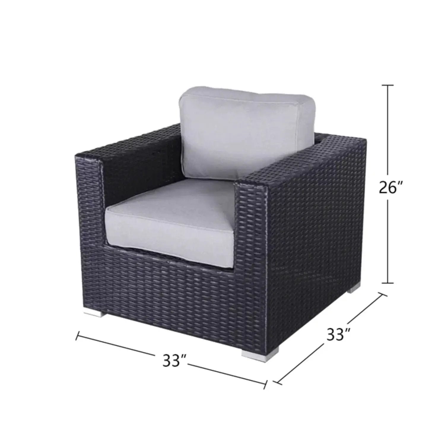 Patio arm chair with gray cushions in dark woven wicker by Unique Piece Furniture on Tampa Home & Garden Store