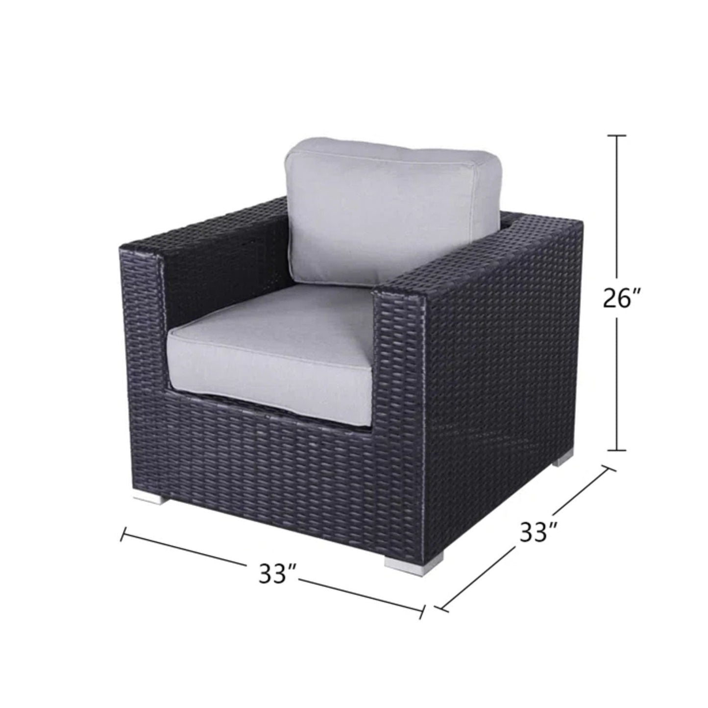 Patio Chair With Cushions dark wicker arm chair with light gray cushions 33in wide on Tampa Home & Garden Store