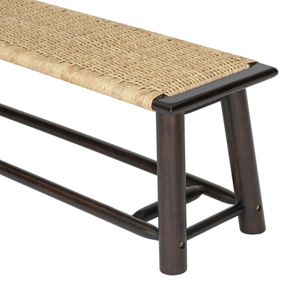 Solid Wood Rattan Bench for Indoor and Outdoor