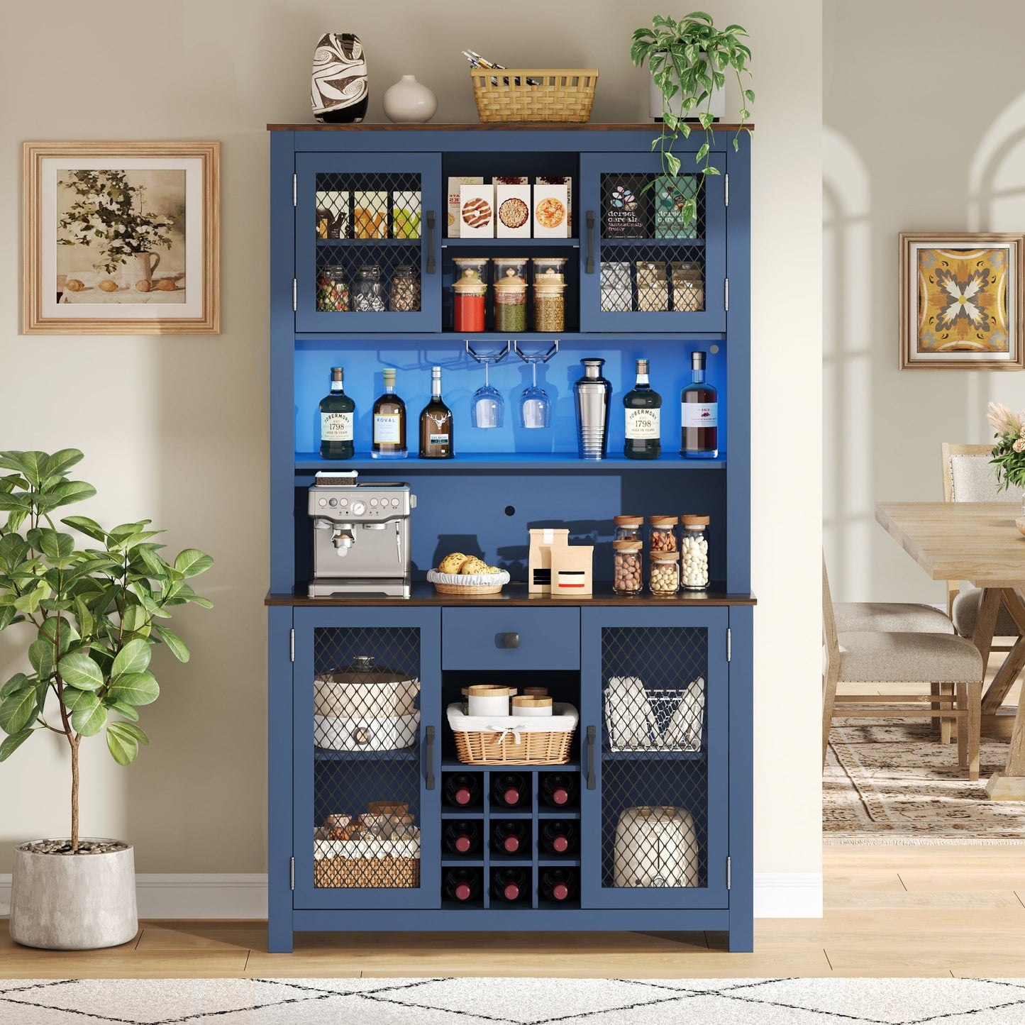 Tall Farmhouse Kitchen Pantry Storage Cabinet