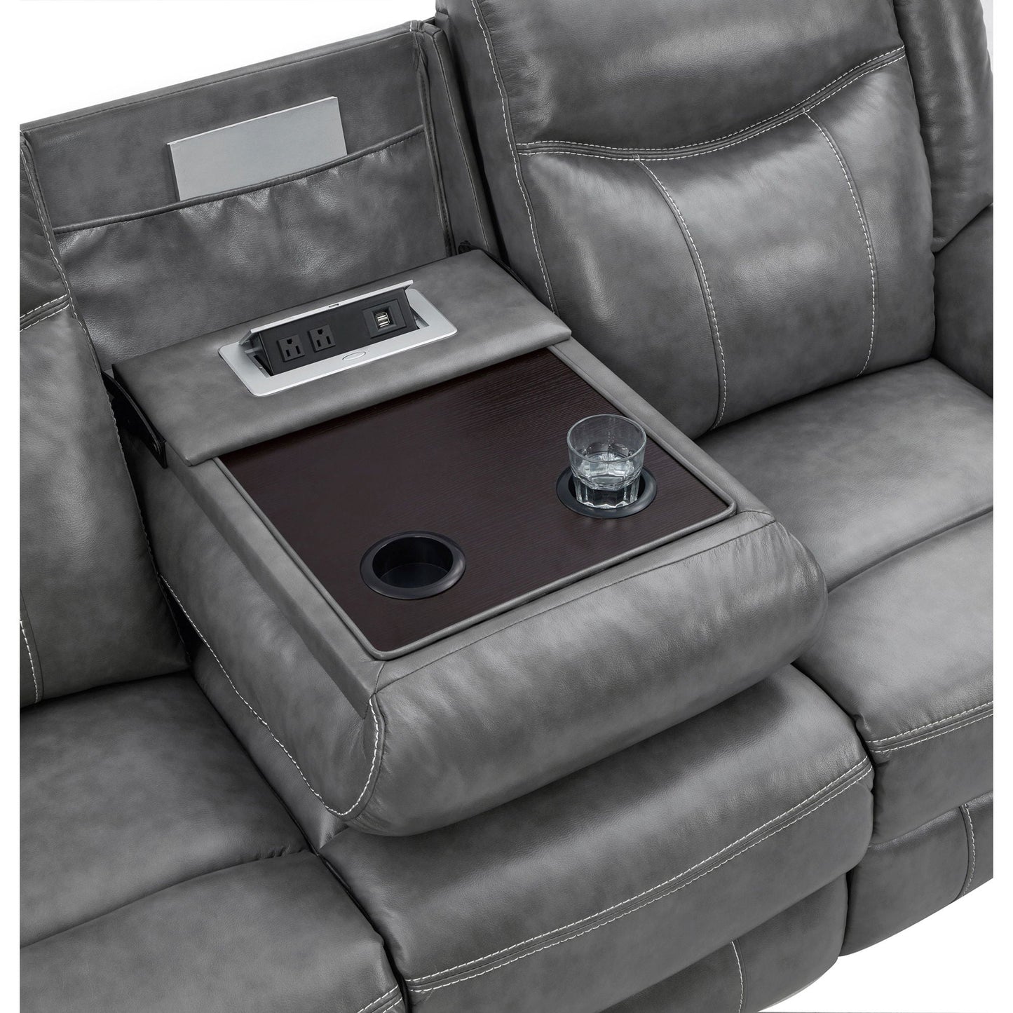 Hudson Gray Reclining Sofa and Pillow Top Arms