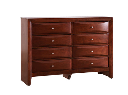 Marilla Dresser with molded resin drawer fronts in dark cherry, 6-drawer unit with metal knobs on Tampa Home & Garden Store