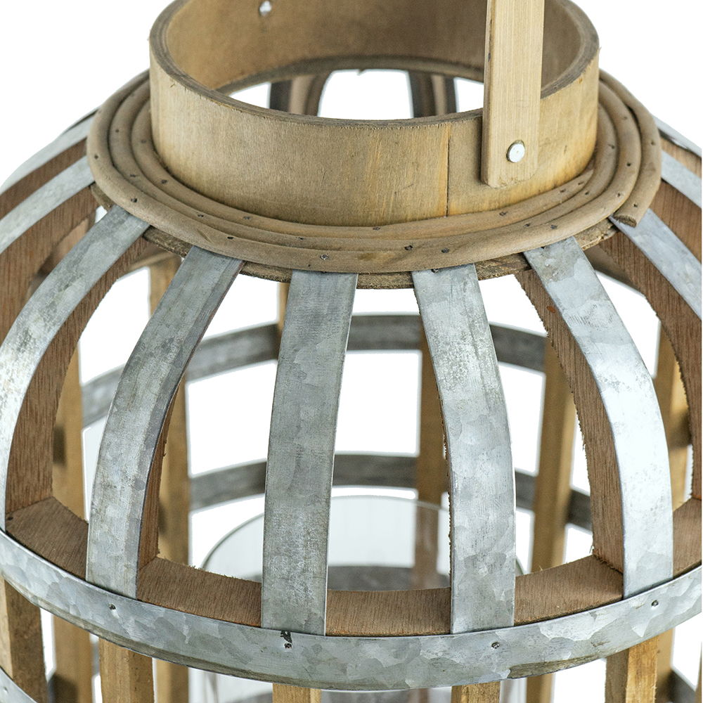 Decorative wooden lantern with metal bands and handle for indoor outdoor use HouseOfZazla on Tampa Home & Garden Store