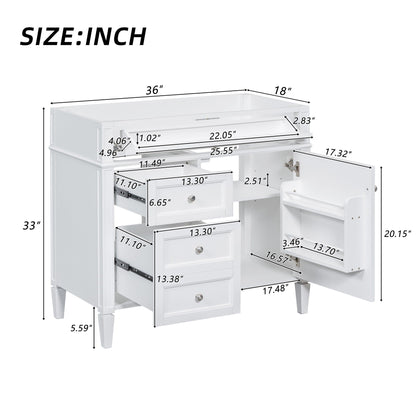Solid Wood Bathroom Vanity and Two Drawers