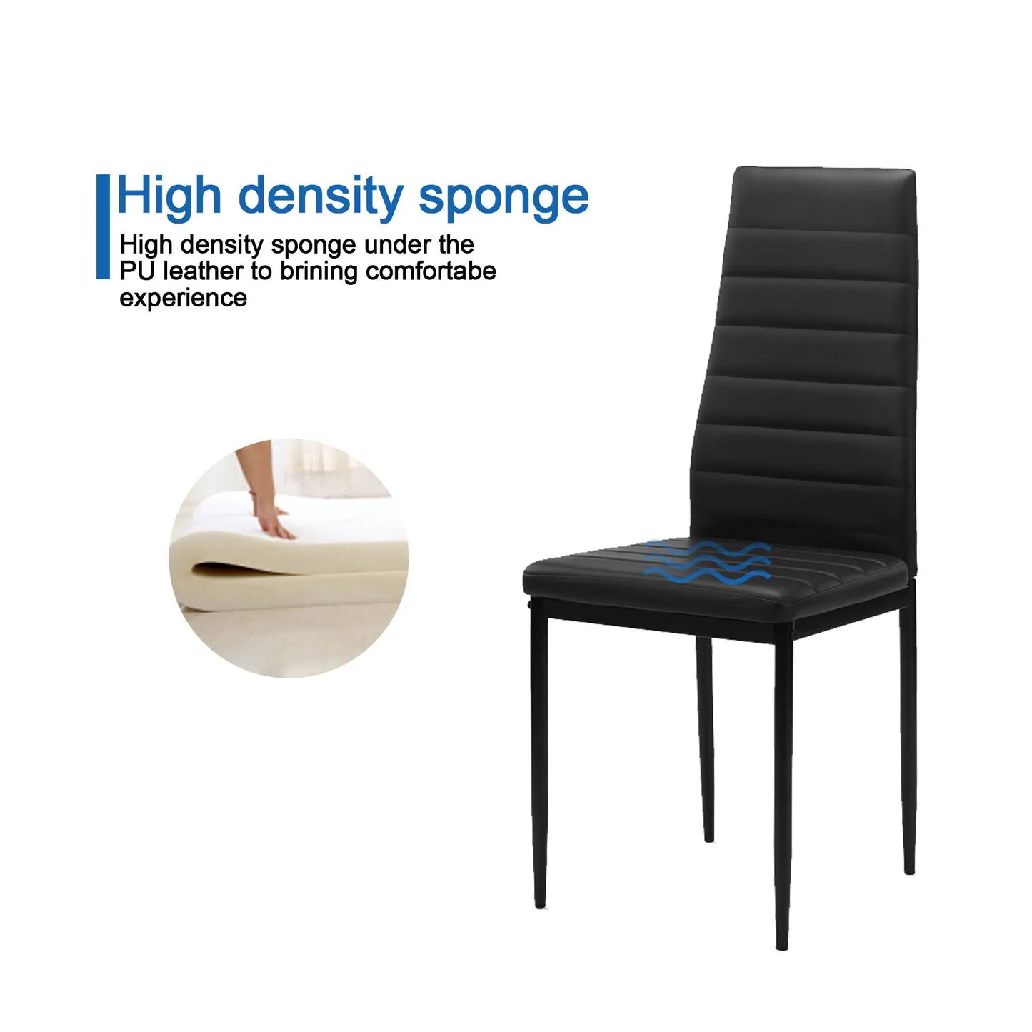 Dining Chairs Set of 4 in Black PU Leather