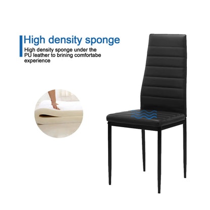 Dining Chairs Set of 4 in Black PU Leather