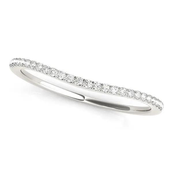 14k white gold pave curved diamond wedding band, 1/10 cttw, thin pavé ring, Bids.com on Tampa Home & Garden Store