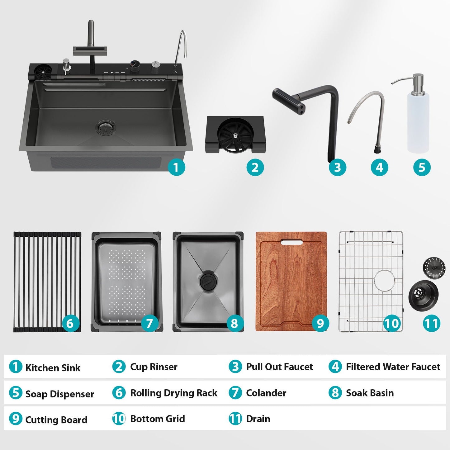 Single Bowl Kitchen Sink And The Smart Led Faucet