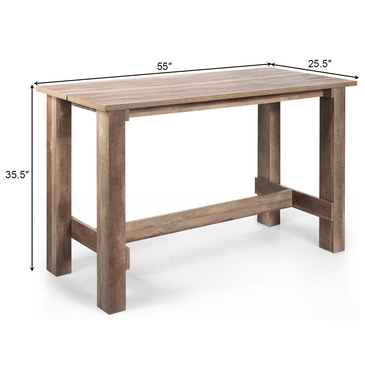 DirectDeals rustic counter-height dining table 55in long, 25.5in wide, solid wood legs on Tampa Home & Garden Store