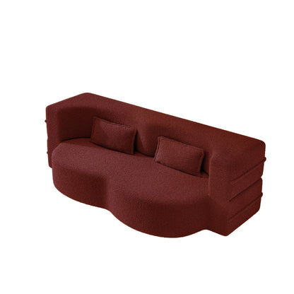 Modern Floor Sleeper Sofa Bed And Two Pillows
