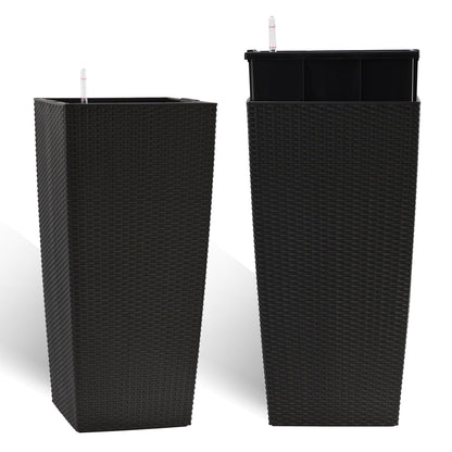 Indoor Outdoor Planter With Automatic Watering System, two black woven planters HouseOfZazla on Tampa Home & Garden Store
