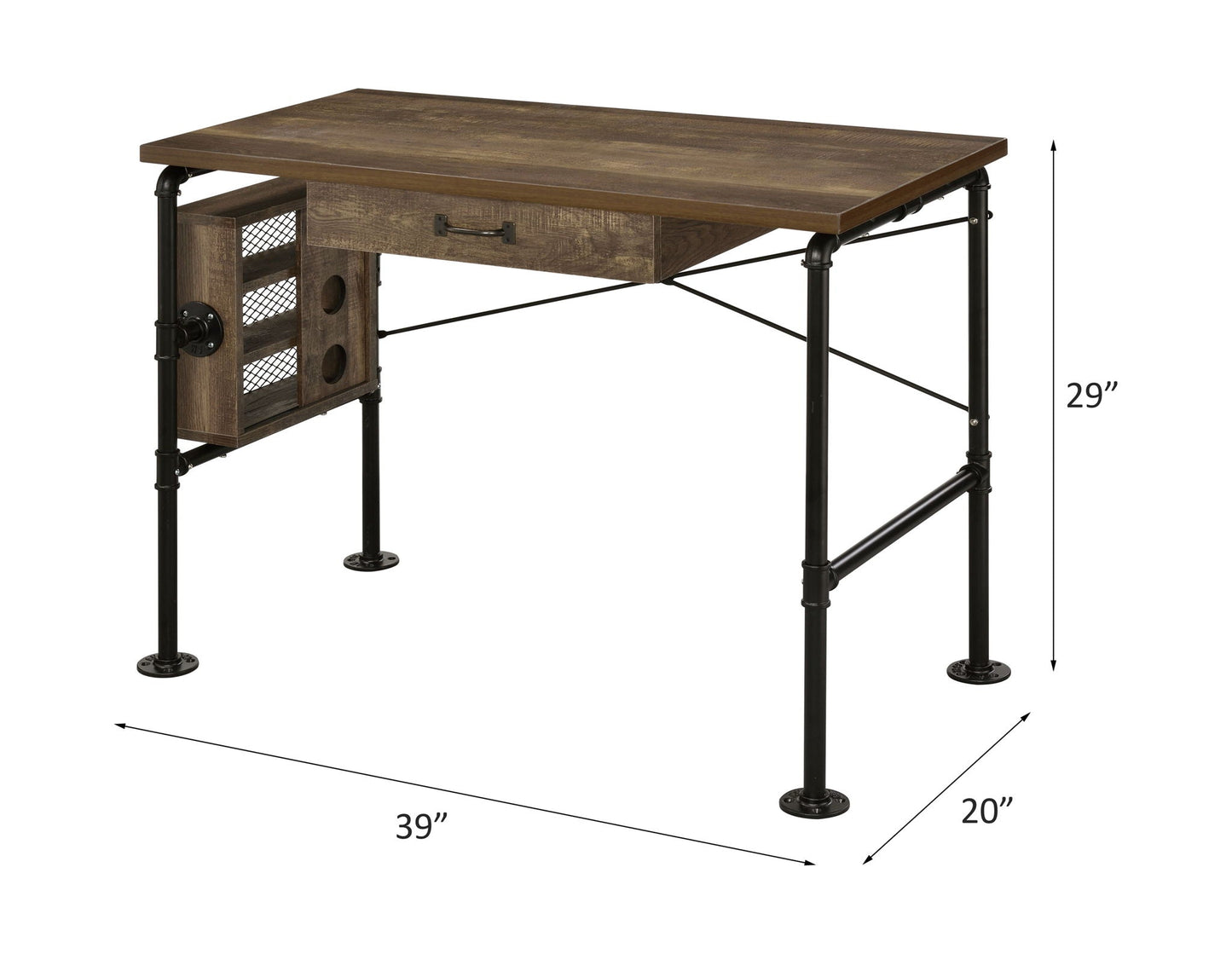 Endang Writing Desk Weathered Oak / Black with drawer by HouseOfZazla on Tampa Home & Garden Store