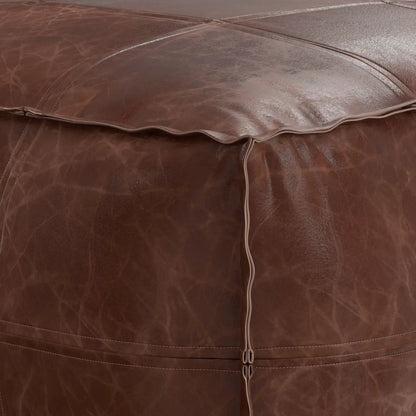 Sheffield Handcrafted Square Buffalo Leather Pouf