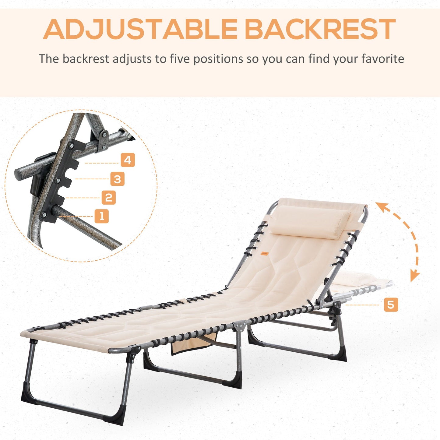 Thick and Padded Outdoor Folding Lounge Chair