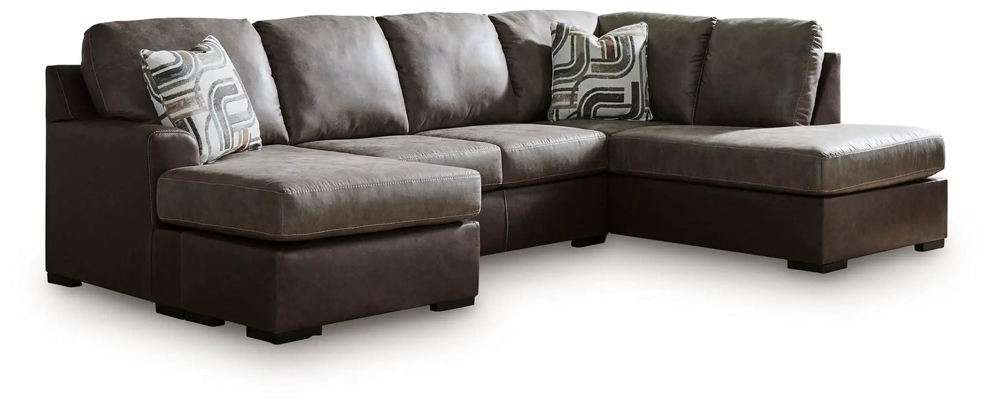 Castille Way Sectional Sofa with Chaise in Brown