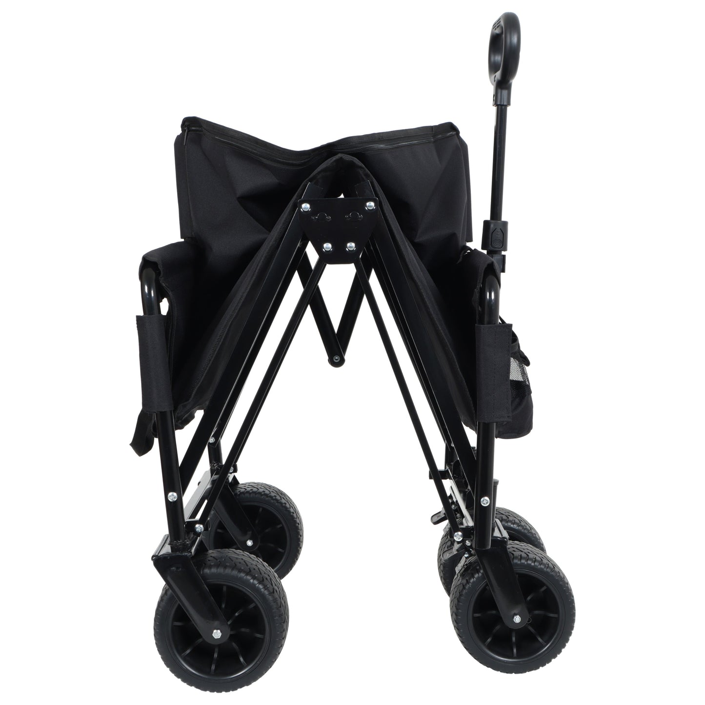 HouseOfZazla 3-in-1 folding wagon in black with bench seat and storage, sturdy steel frame on Tampa Home & Garden Store