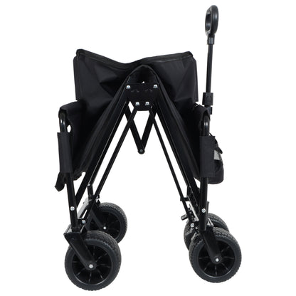 HouseOfZazla 3-in-1 folding wagon in black with bench seat and storage, sturdy steel frame on Tampa Home & Garden Store
