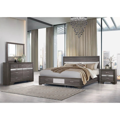 Ryder Sparkle Nightstand Gray With Three Drawers