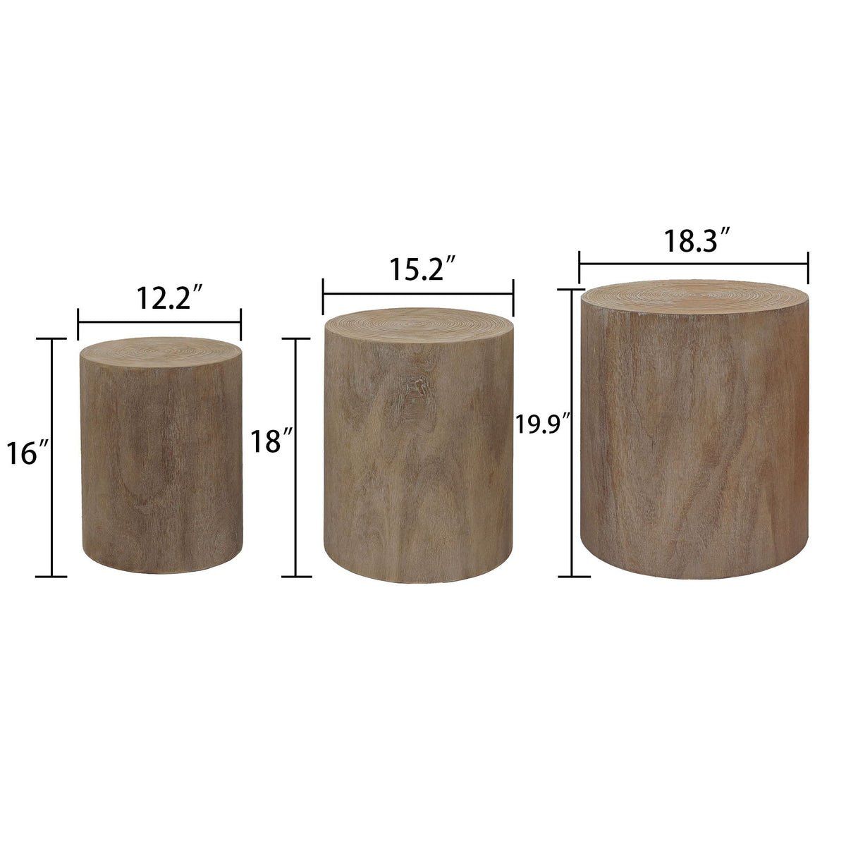 Cylinder nesting tables set of 3 in dark brown engineered wood by HouseOfZazla on Tampa Home & Garden Store
