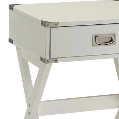 Babs Accent Table with Drawer Square Wooden Top