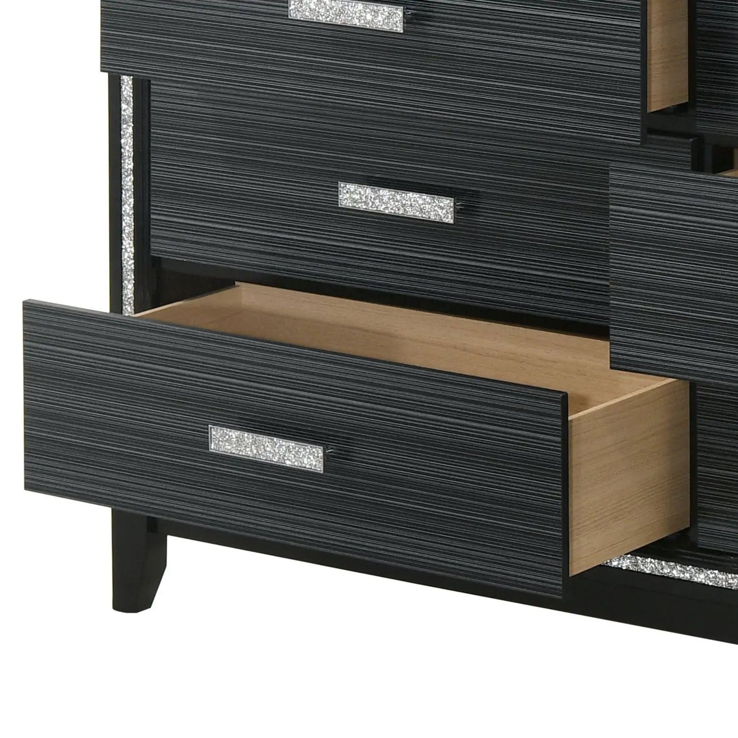 Haiden Dresser with Silver Trim Six Drawers