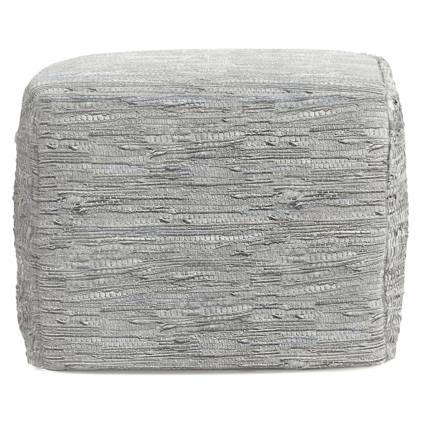 Fredrik handcrafted square pouf in textured gray fabric accent piece on Tampa Home & Garden Store