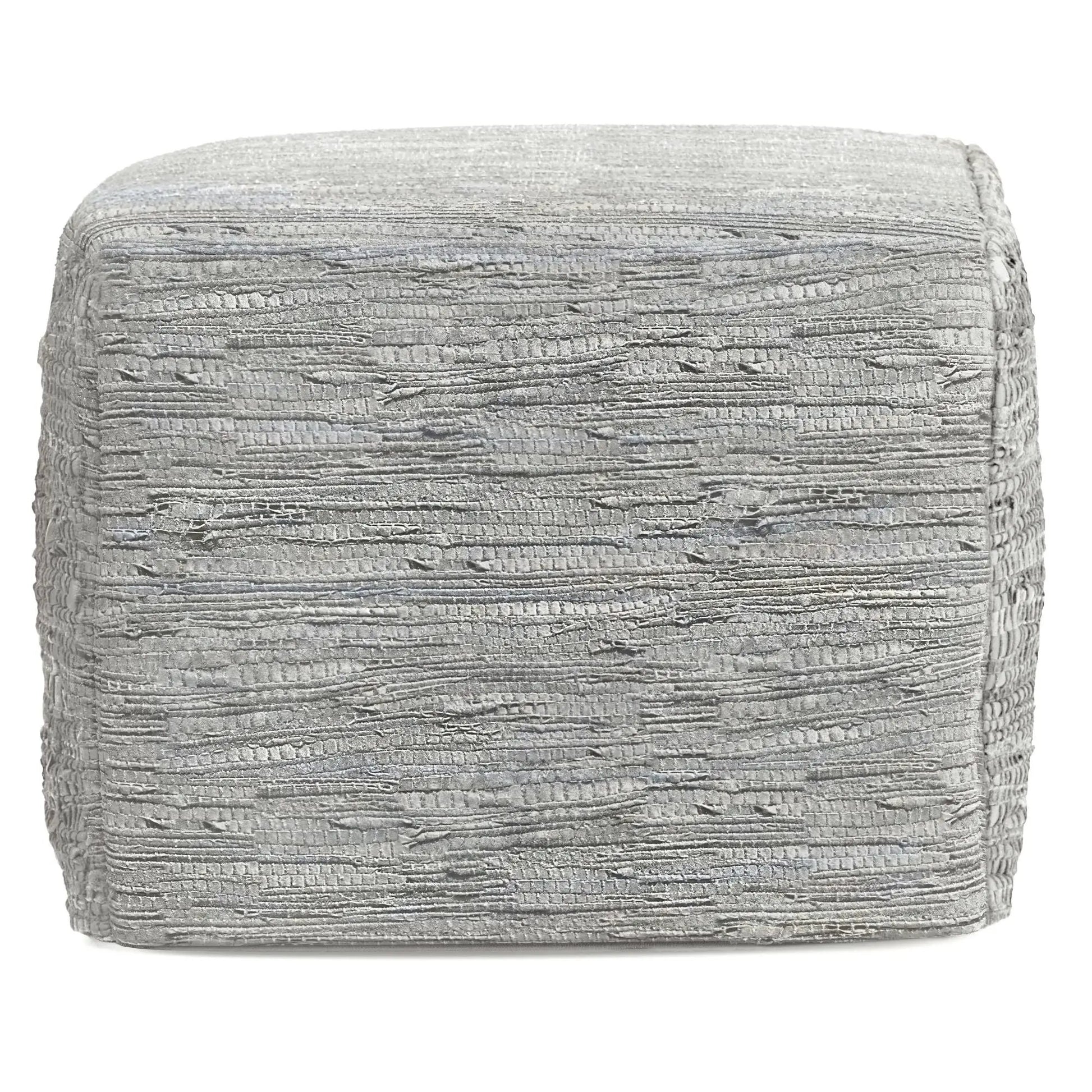 Fredrik handcrafted square pouf in textured gray fabric accent piece on Tampa Home & Garden Store