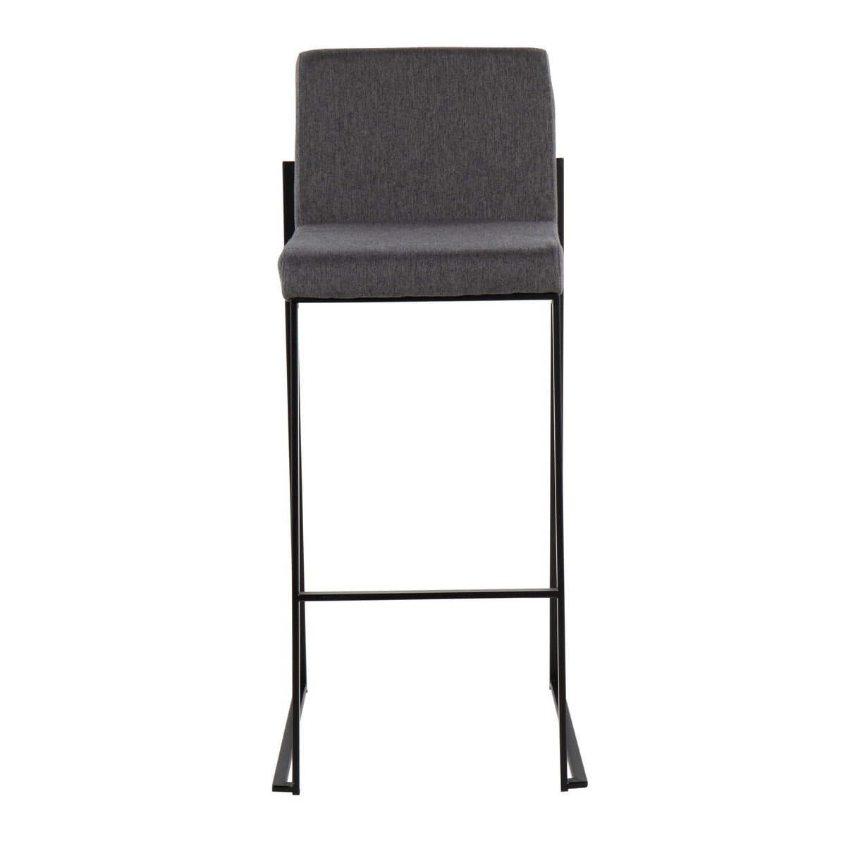 High-back gray barstool with black metal frame, HouseOfZazla, modern design on Tampa Home & Garden Store