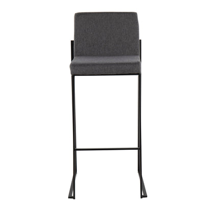 High-back gray barstool with black metal frame, HouseOfZazla, modern design on Tampa Home & Garden Store
