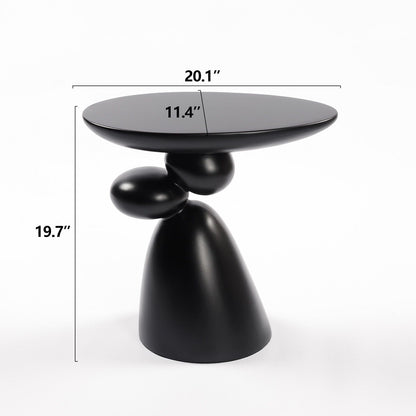 Lucky Stone Shaped Table with Sculptural Base in black, round top 20.1 in diameter on Tampa Home & Garden Store