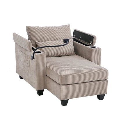 Convertible Chaise Lounge Chair With USB Ports