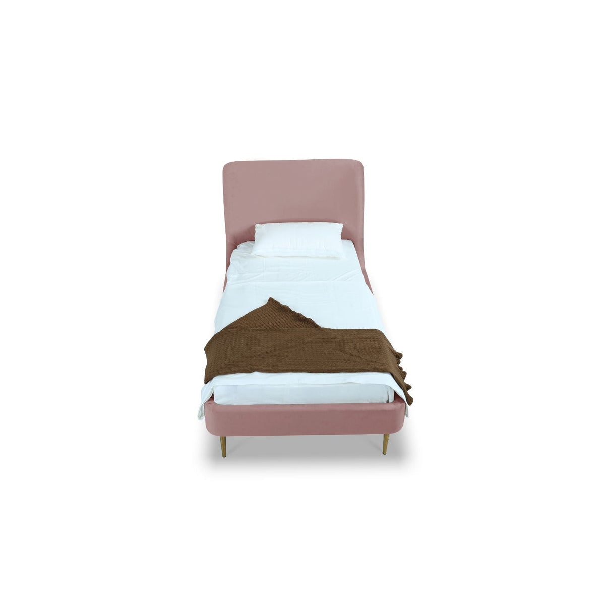 Mid-Century Modern Upholstered Bed With Curved Headboard in pink by HouseOfZazla on Tampa Home & Garden Store