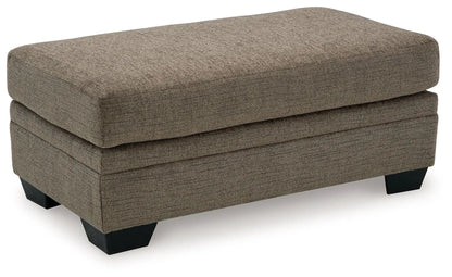 Stonemeade 3-piece living room set ottoman, brown textured fabric, black square legs on Tampa Home & Garden Store