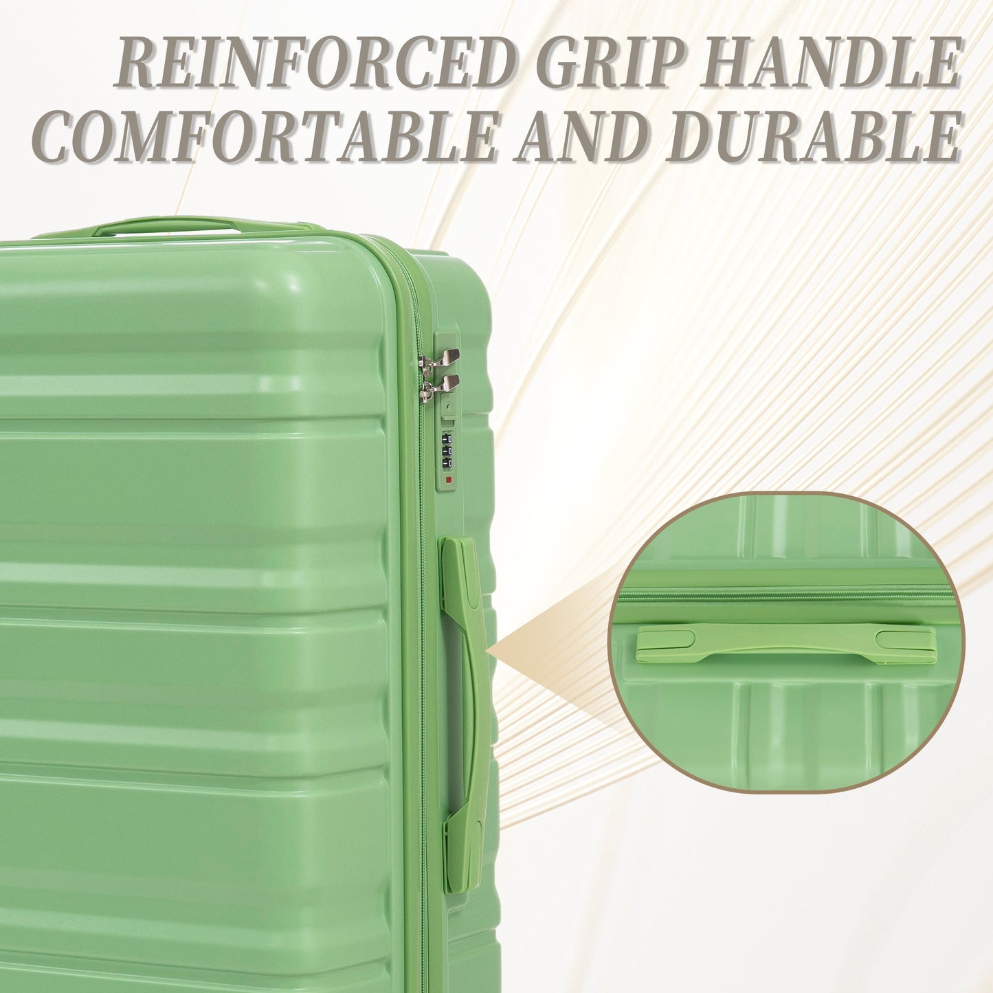 HIFINE Tourist 3-Piece Spinner Wheel Luggage Set in Green hard shell luggage with reinforced grip on Tampa Home & Garden Store