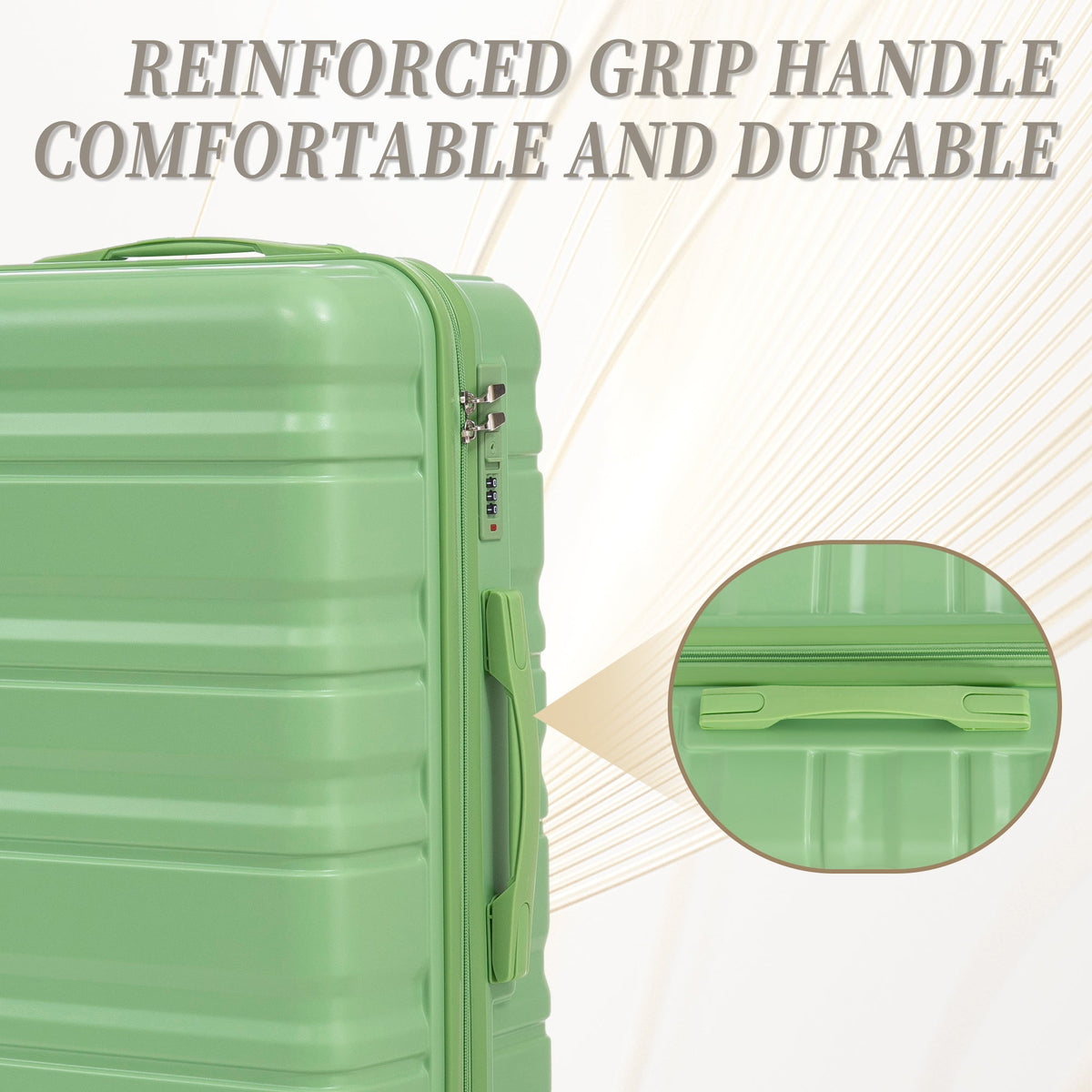 HIFINE Tourist 3-Piece Spinner Wheel Luggage Set in Green hard shell luggage with reinforced grip on Tampa Home & Garden Store