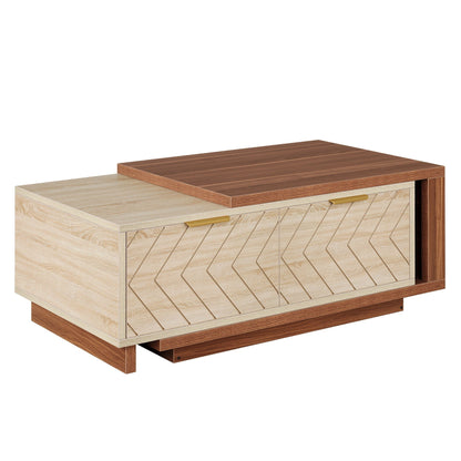 HouseOfZazla extendable coffee table with dual-tone walnut sliding top and two storage drawers on Tampa Home & Garden Store