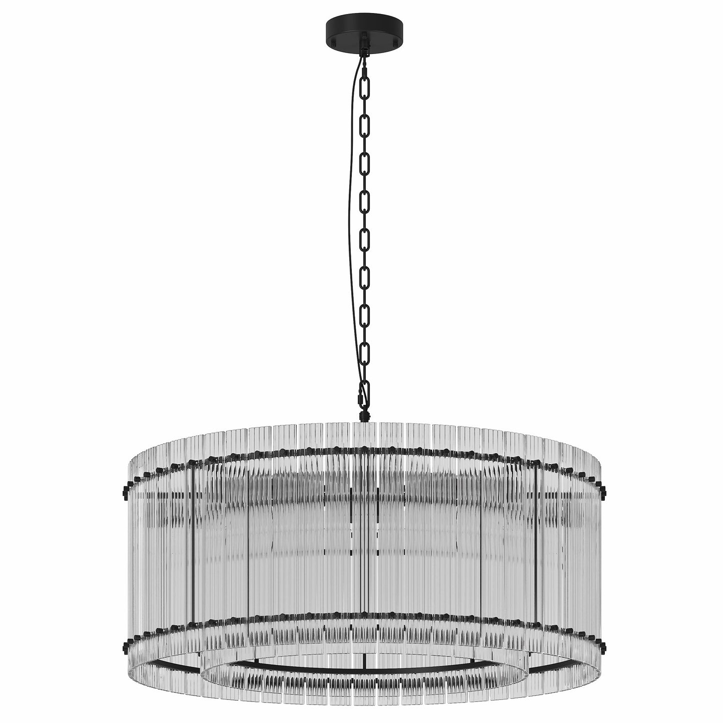 37-Inch modern black round 8-light crystal chandelier with hanging chain by HouseOfZazla on Tampa Home & Garden Store