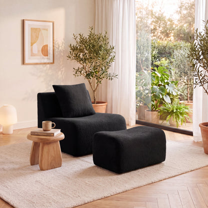 Soft Teddy Fabric Boneless Sectional Sofa
