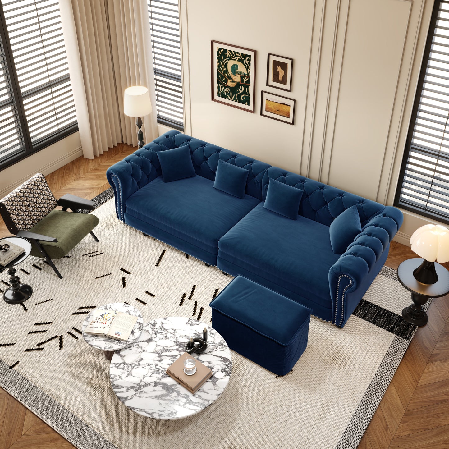 Chesterfield Velvet Pull Out Bed For A Room
