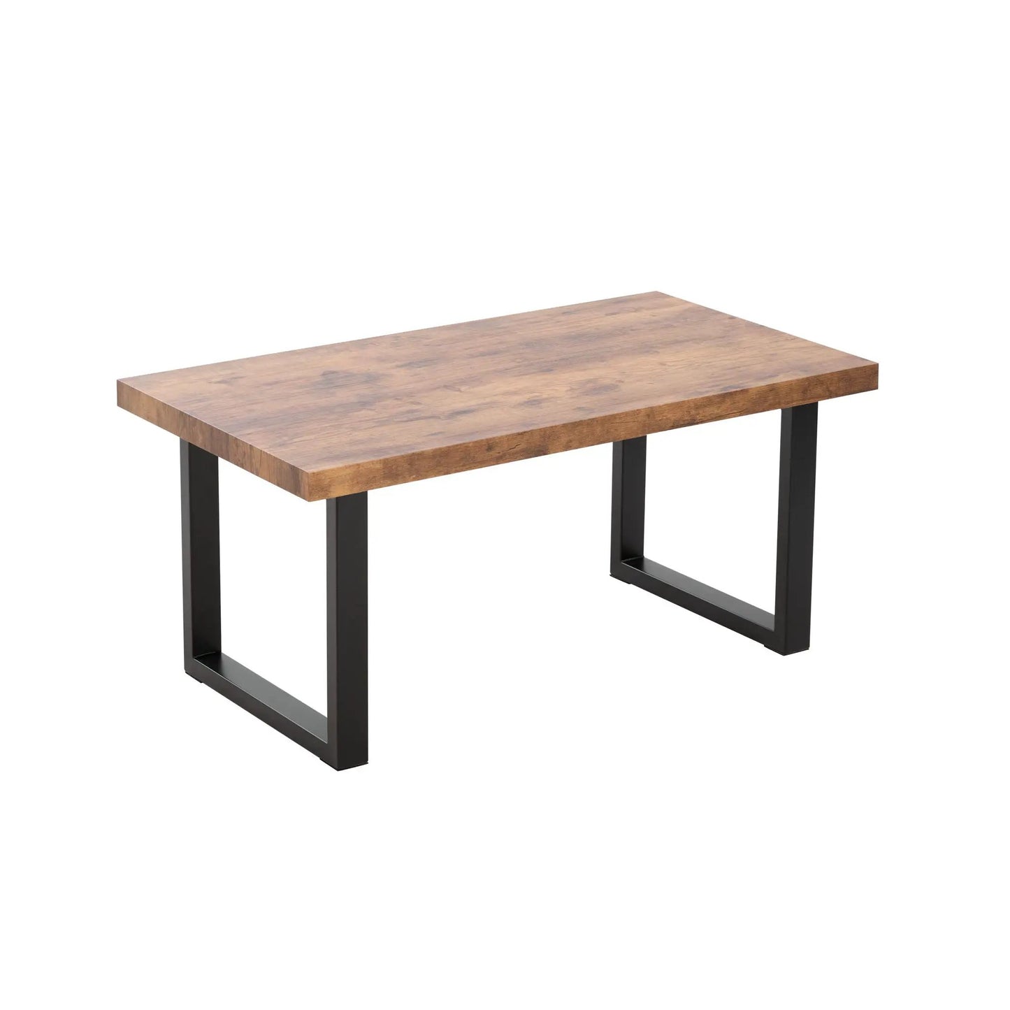 Coffee table with wooden top and black metal legs on Tampa Home & Garden Store