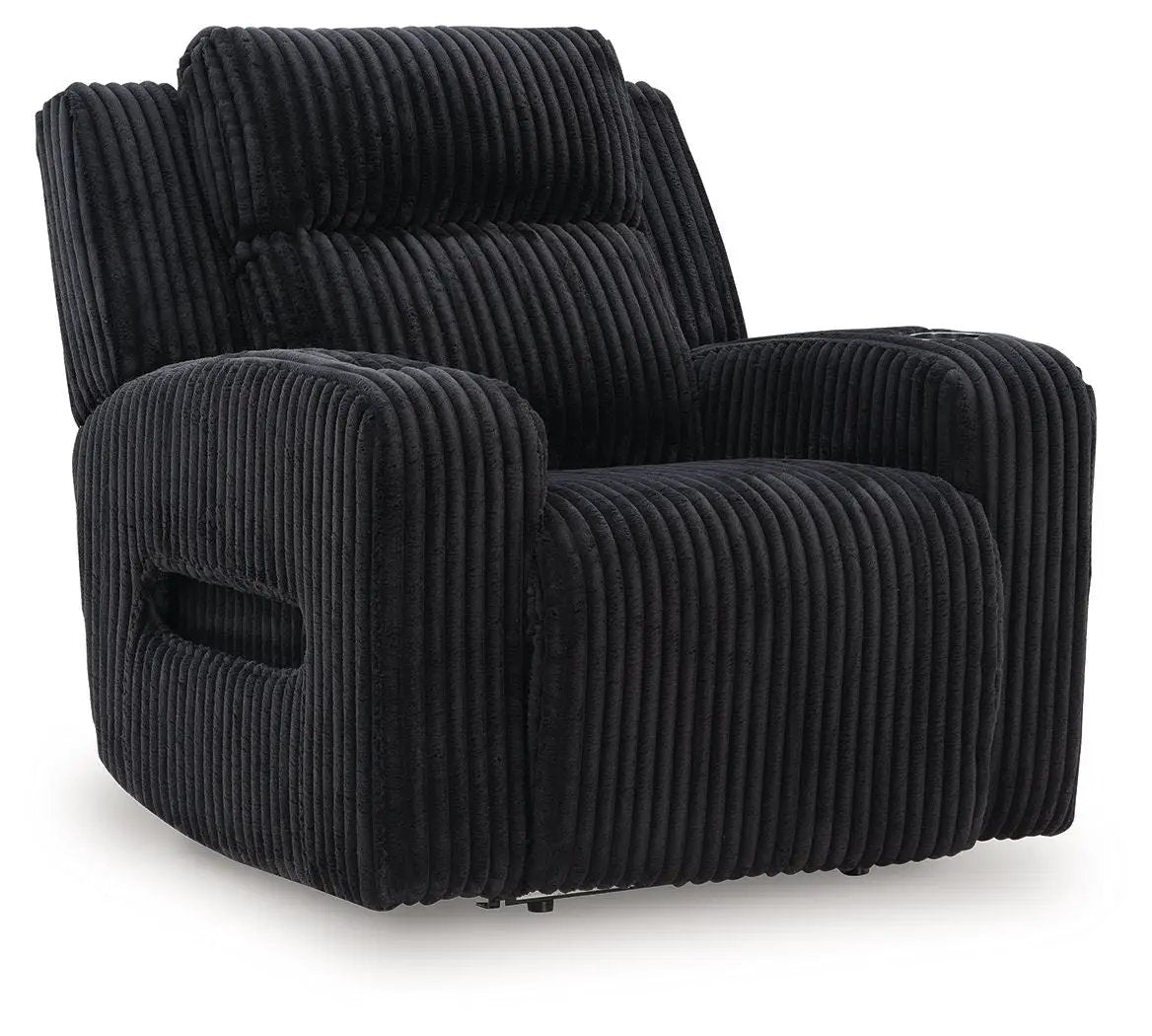 Forest Lake recliner with adj headrest, black corduroy upholstery by Unique Piece Furniture on Tampa Home & Garden Store